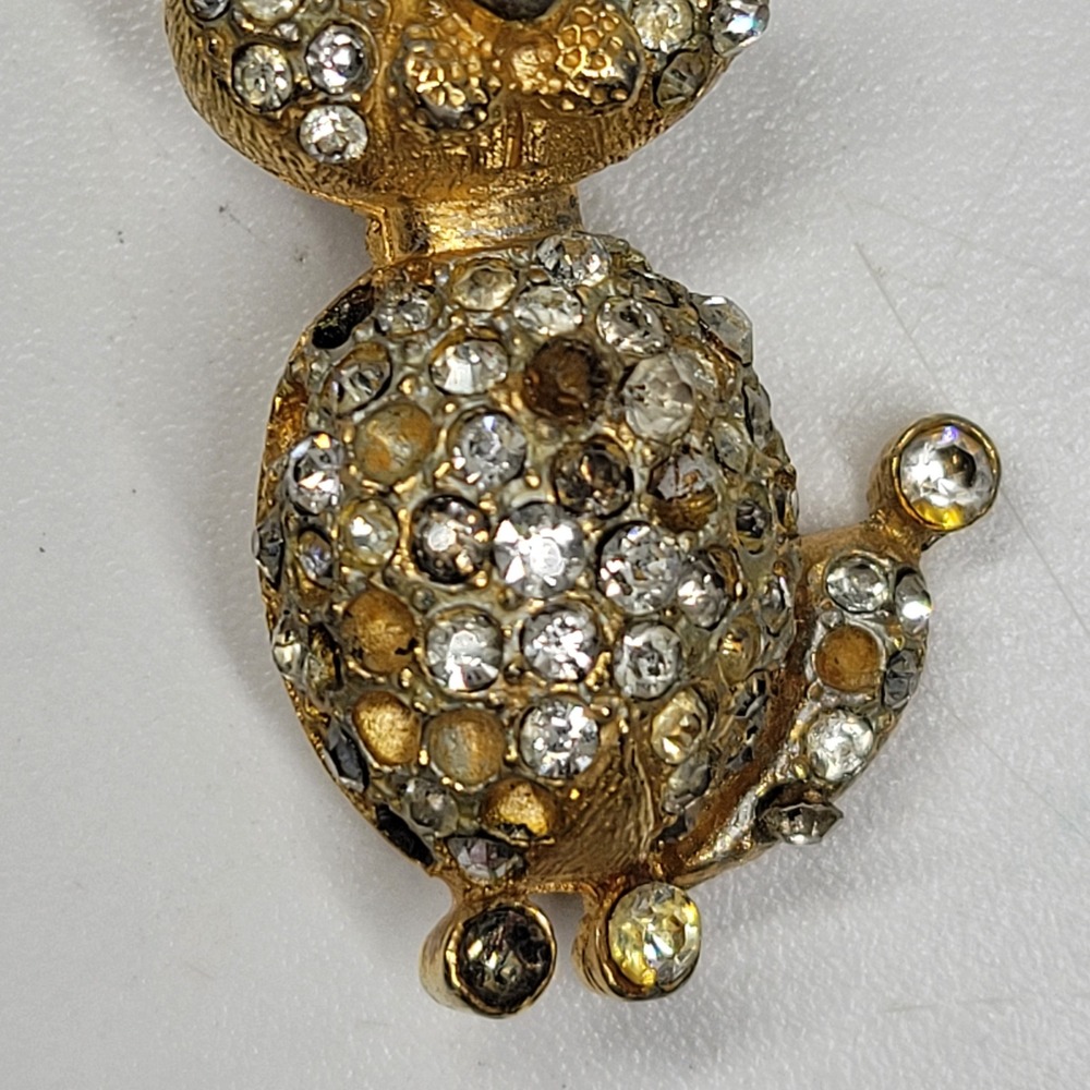 Vtg Alice Caviness Bunny Rabbit Pin Rare Rhinestone Brooch Easter Spring Signed - Picture 9 of 15